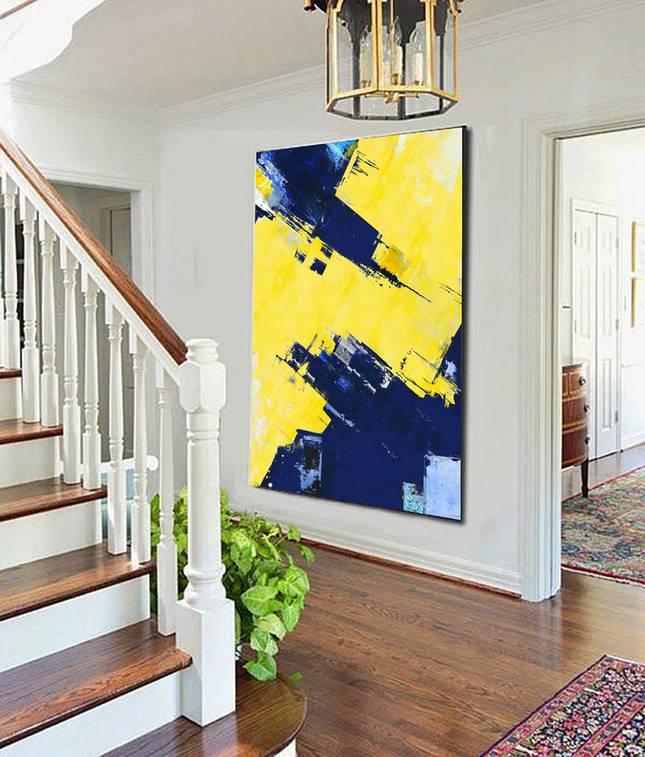 Modern Handmade Office Hallway Minimal Abstract Canvas Artwork FID80
